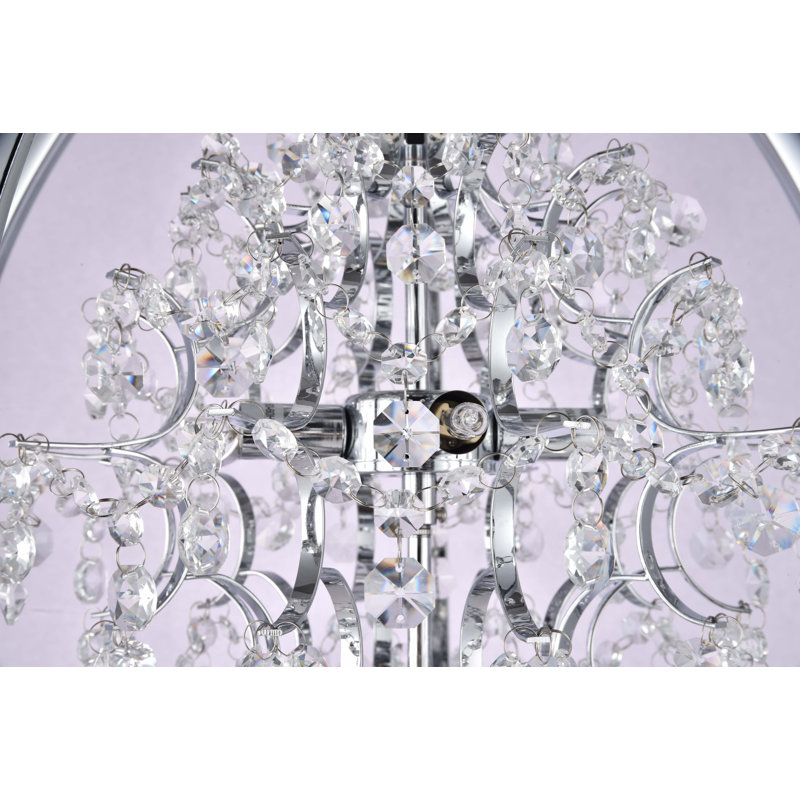 Transitional 4 Light Crystal Cage Chandelier, Chrome