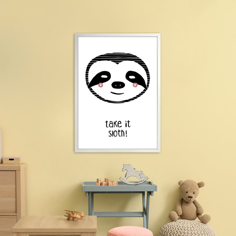Sloth by Miniofmine - Print, 88cm H x 64cm W x 3cm D, Brown Framed