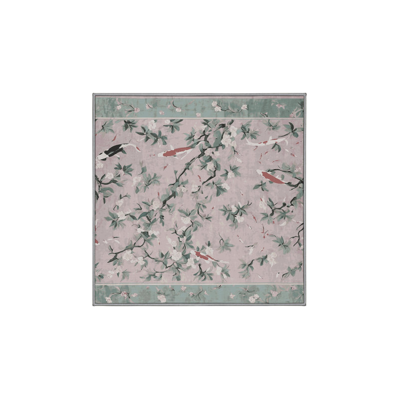 Machine Washable Gray Area Rug, Square 7'