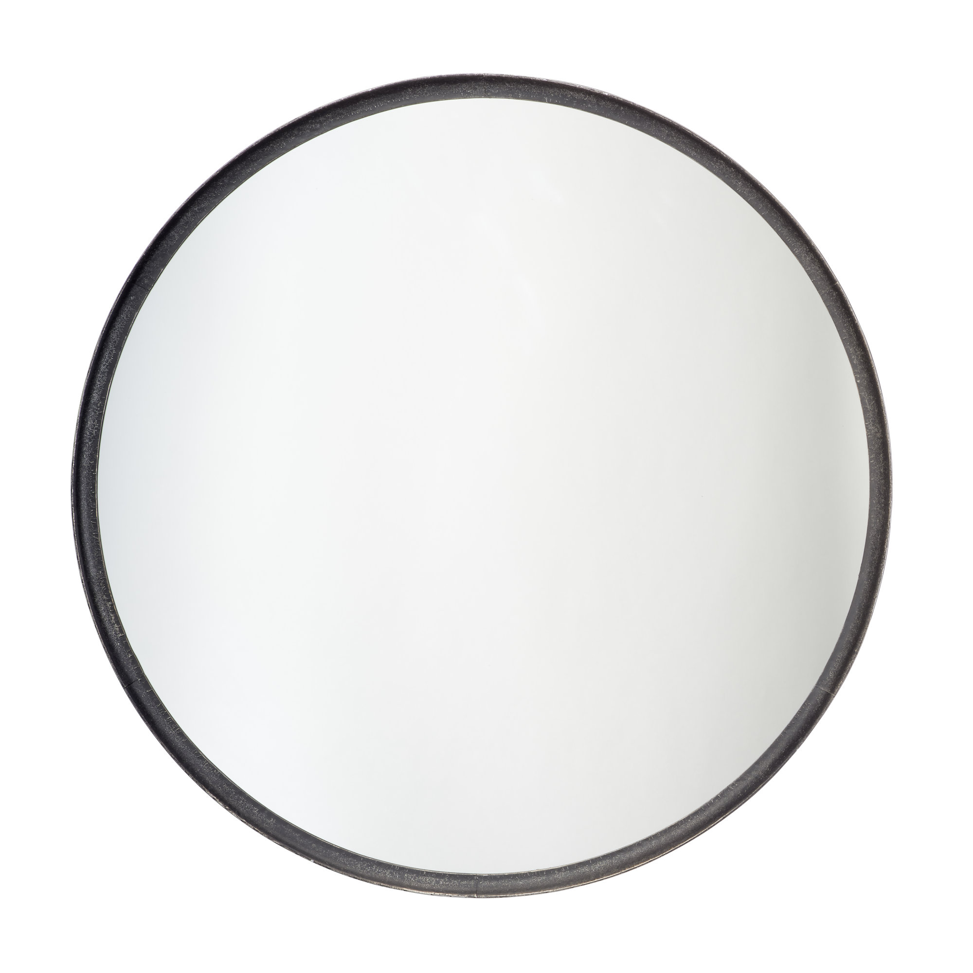 Refined Iron Round Mirror, Black