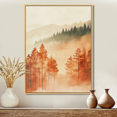 «Autumn Forest Veil Mountain I - Orange Woodland», art mural