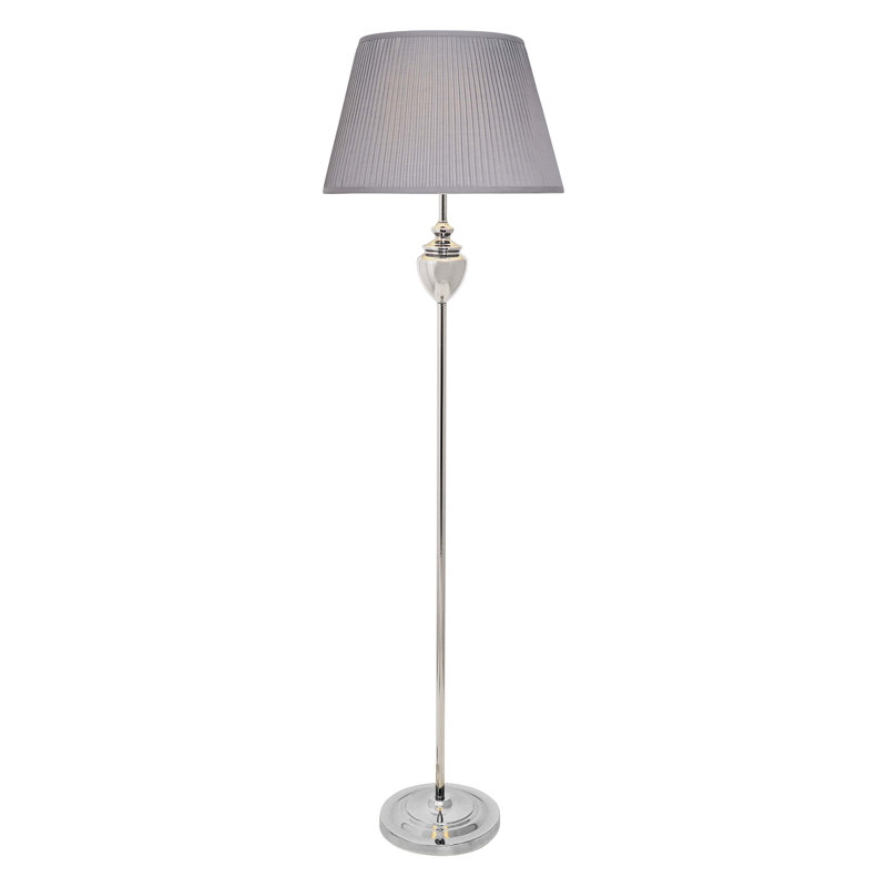 Adalynd 150cm Traditional Floor Lamp, Polished Chrome, Grey