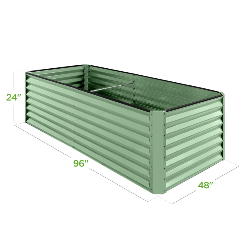 Metal Raised Garden Bed for Outdoor, Sage Green, 24" H x 96" W x 48" D