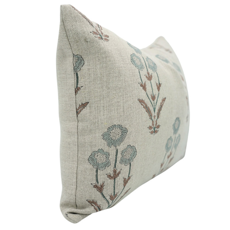 Housse de coussin en lin fabriquée à la main de style Fab Fabine - Amitabh, H 16 po x l 16 po
