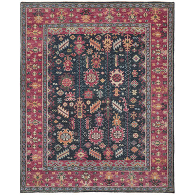 Piraj Wool Geometric Area Rug in Pink