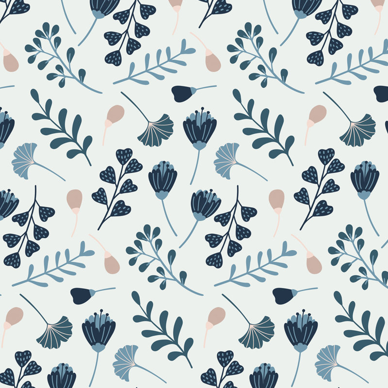 Tissu Meter Jeanne couleur 01, Bleu / Beige / Blanc