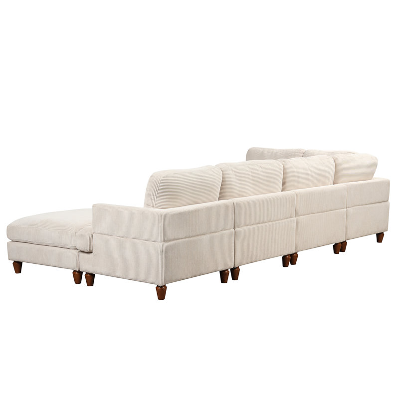 Canapé modulaire 2 pièces Latetia, Polyester beige, H 33 po x l 101,2 po x P 25 po