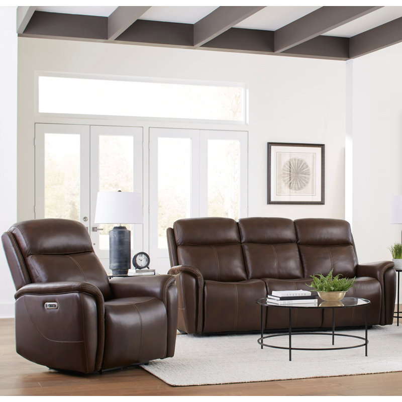Causeuse et fauteuil inclinable électrique Allysia, 2 Pieces: Sofa, Recliner, Auburn