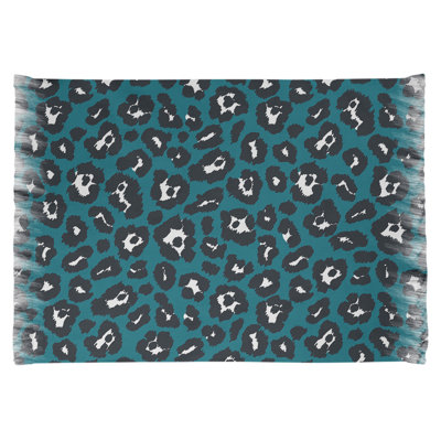 Tapis bleu sarcelle / noir à imprimé animal