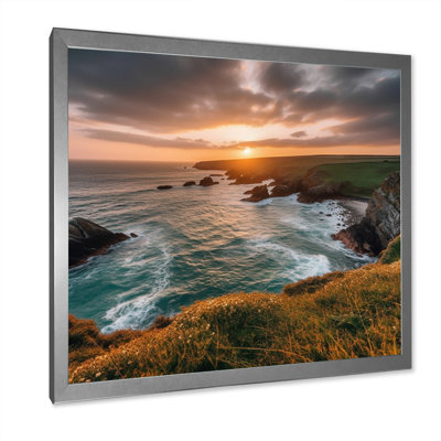 Coucher de soleil sur la falaise I - art mural toile côtière