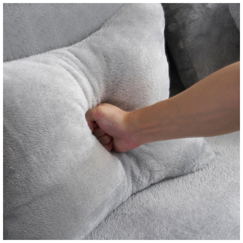 Canapé à plancher rabattable en tissu moelleux gris clair l 80 po x P 56 po x H 15 po FY Home