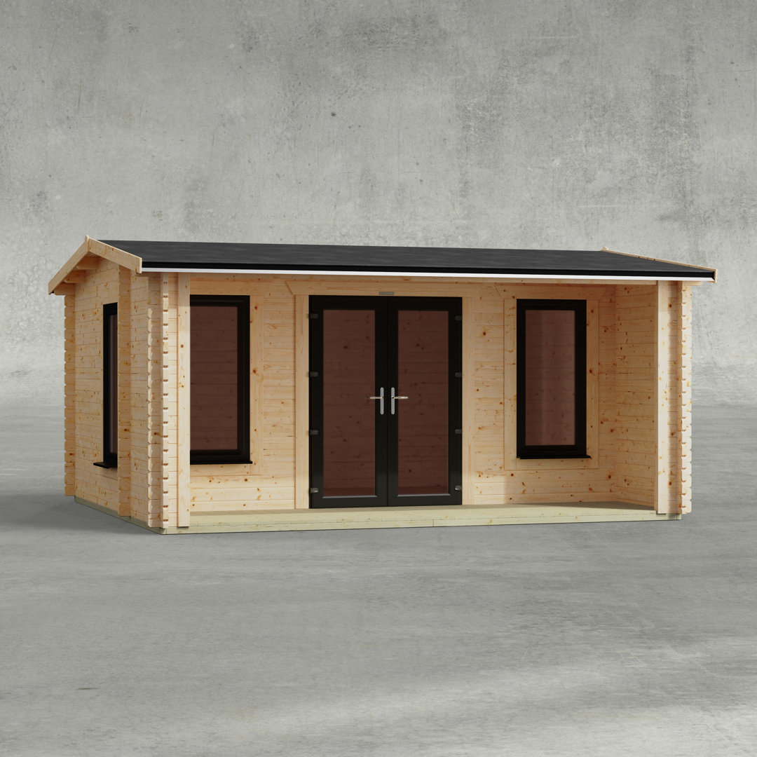 Powersheds 18 x 14ft Apex Snug Log Cabin, Doors Central - 44mm