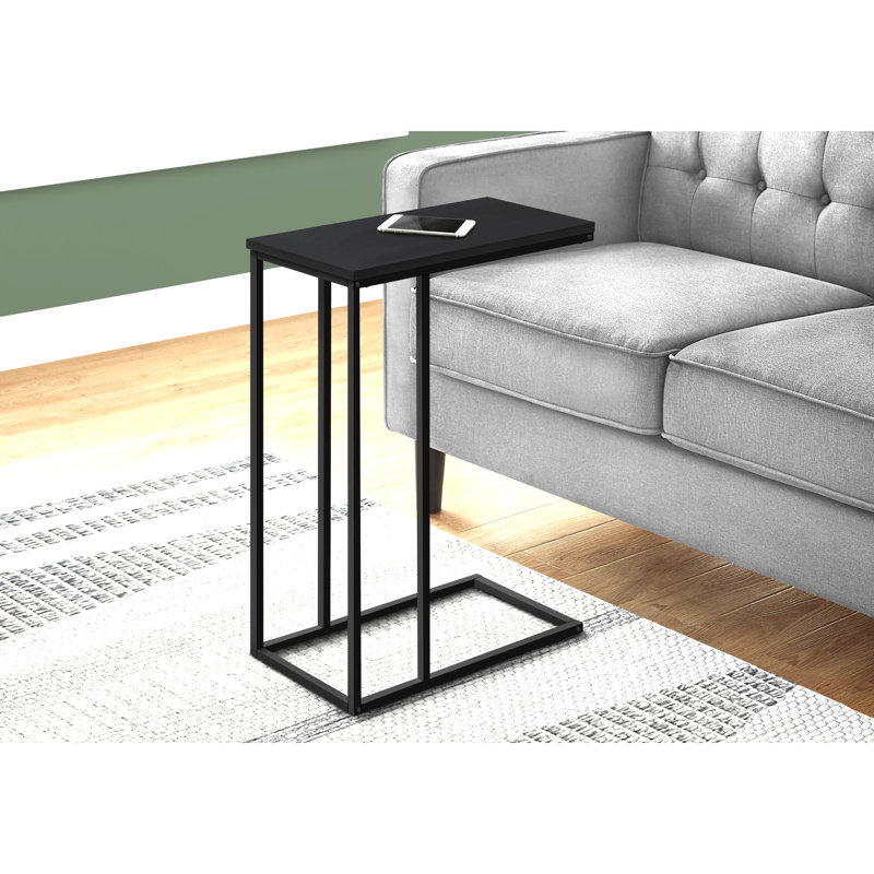 Lewis Modern C-Shaped Metal Accent Table for Living Room or Bedroom, 24'' H X 15.75'' W X 9.45'' D, Black, Black