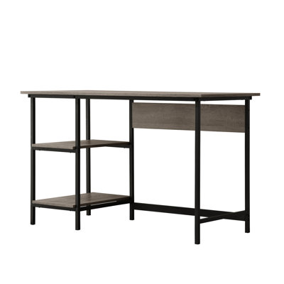 Bureau gris avec 2 tablettes et Finesse en métal, maximisant l’économie d’espace dans les décorations