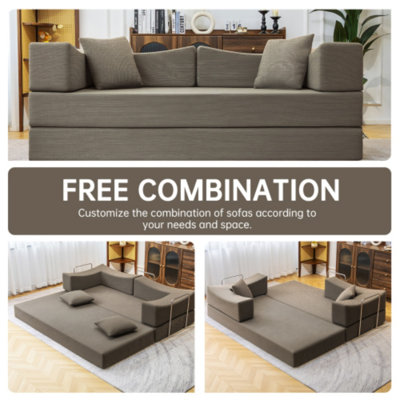 2-In-1 Convertible Modular Sofa Bed, Memory Foam Mattress, Space-Saving For Bedroom & Living Room
