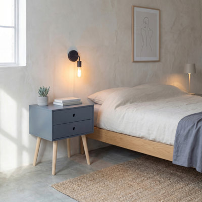 Omarion Premium 2 Drawer Bedside Table - Stylish Two-Tone Nightstand Cabinet