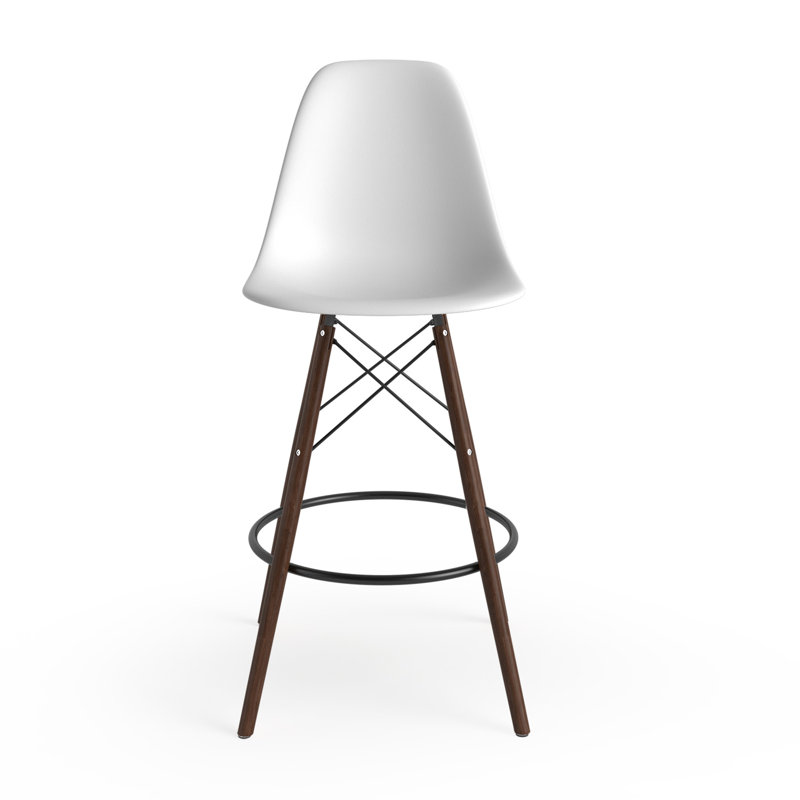 Jordan Bar & Counter Stool, White/Walnut, Counter Stool (26" Seat Height)