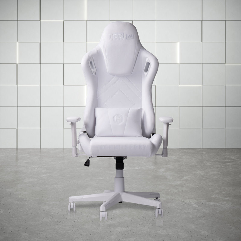 White Velvet Memory Foam Ergonomic Gaming Chair with Adjustable Arms