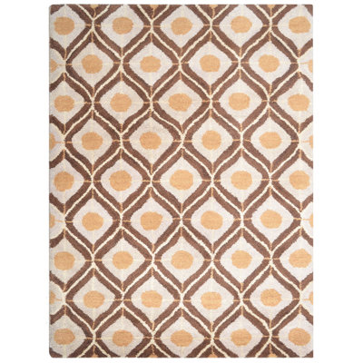 Durnan Hand Tufted Wool Eco-Friendly Area Rugs - Rectangle, Beige Brown Color, Geometric Modern Design, High Pile Thick Handmade Anti Skid Area Rugs for Living Room, Bed Room