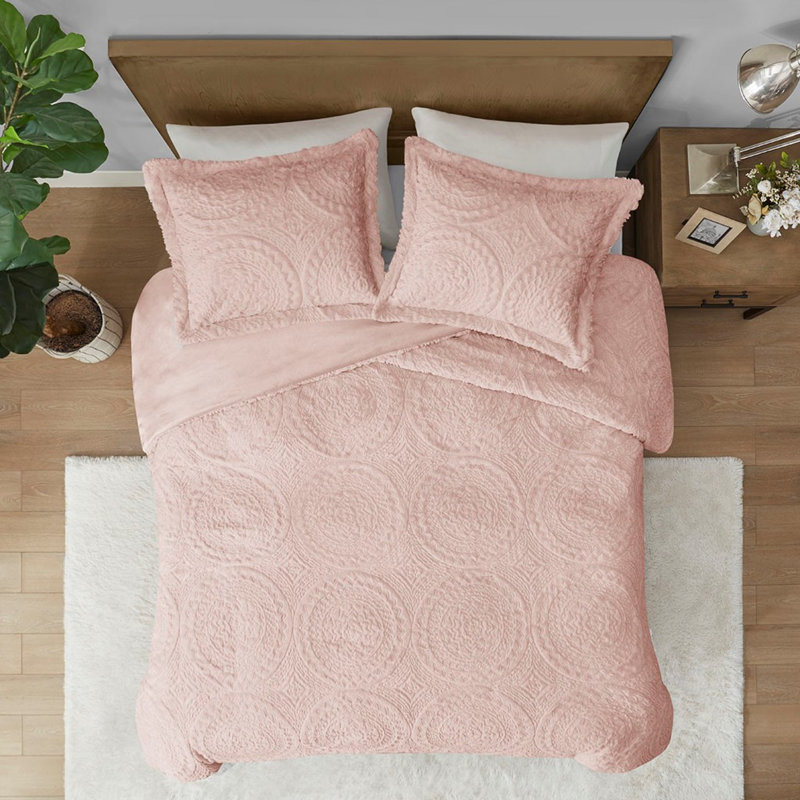 Blush Embroidered Medallion Comforter Set