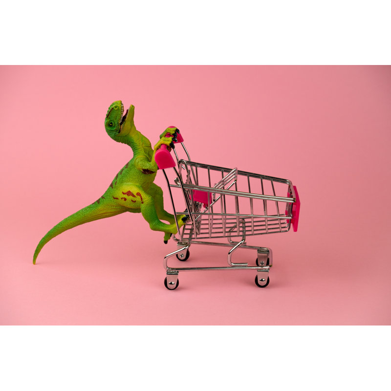 Dinosaur With Cart by Dvulikaia - Wrapped Canvas Print, 61cm H x 91cm W