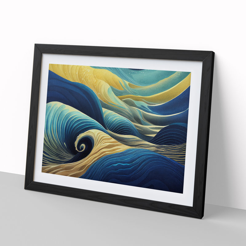 XH1022-8739X Surrealistic Ocean Wave Vol.3 Abstract - Single Picture Frame Print, 46cm H x 64cm W x 2cm D, Black