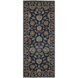 Hand-Knotted High-Quality Navy Runner