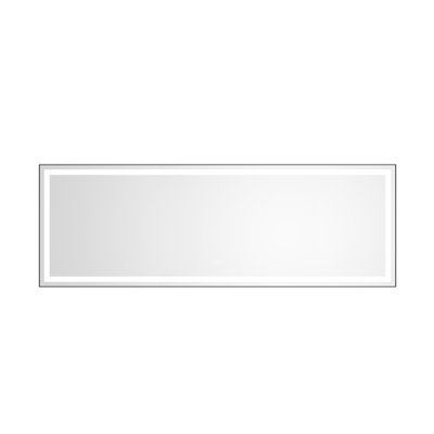 Miroir de salle de bain 118 "x 36" à brouillard avec cadre en aluminium, 3 températures de couleur, mémoire, gradation continue, noir mat, fonction de mémoire pour les préférences d'éclairage de salle de bain, parfait pour