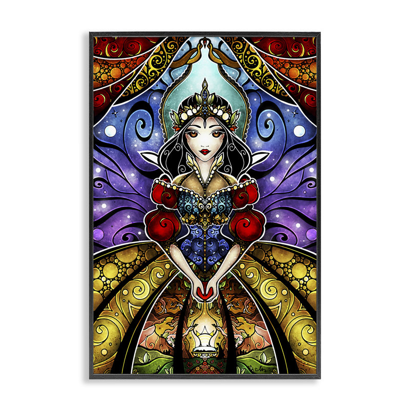 Nouveau portrait de princesse, estampe numérique, design par Mandie Manzano, H 18 po x l 12 po, Giclée encadrée noir minuit