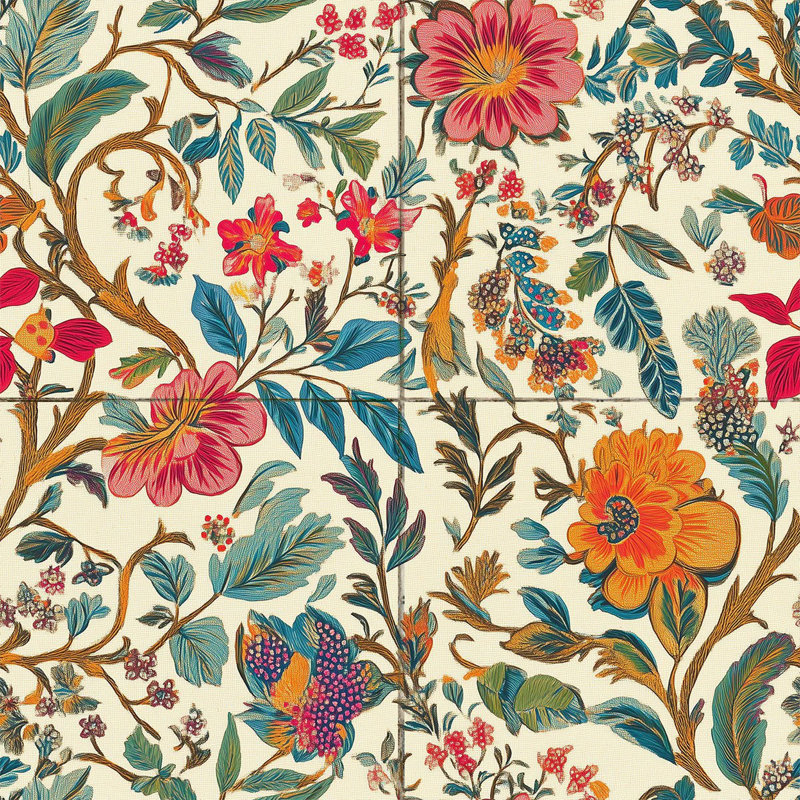 Carreau de mosaïque floral en vinyle 4 po x 4 po (ensemble de 24)