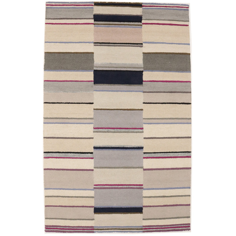 Janeczka Stripes Hand-Tufted Modern Rectangle 5' X 8' Area Rug Multicolored