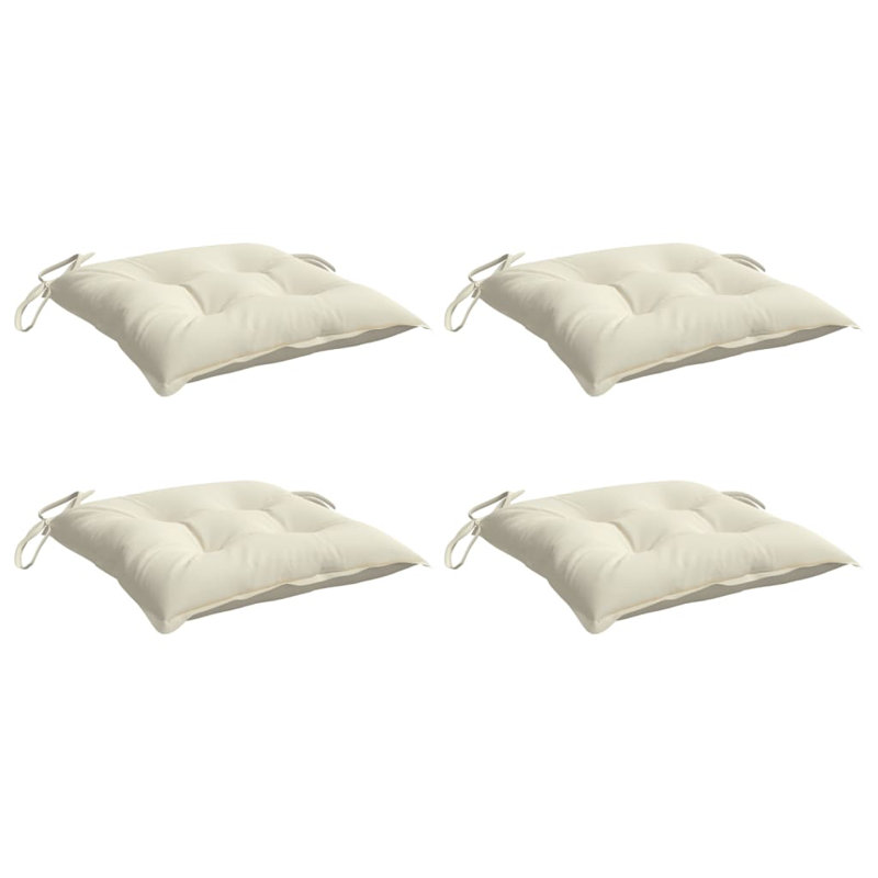 Ensemble de 4 coussins de chaise d'extérieur 100% polyester Oxford, 15.7" H x 15.7" W x 2.8" D, Fabric - Cream White