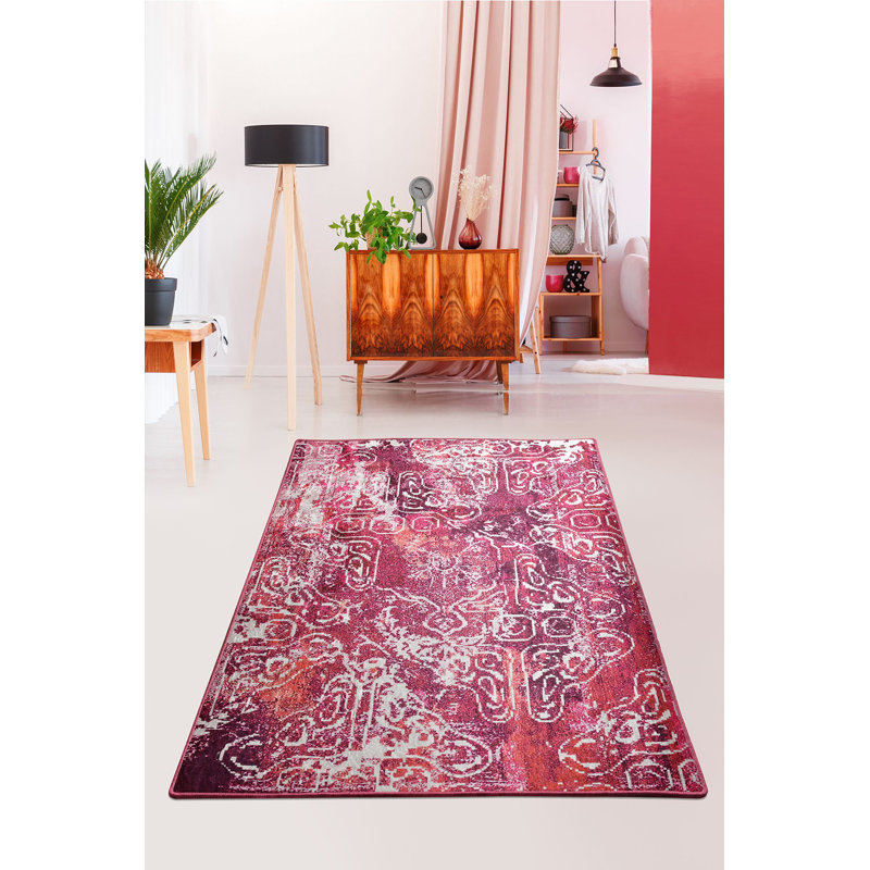 Soft Pink Area Rug, 47.2 x 70.9 Inches | 100% Polyester, 0.2 in Pile Height, Antibacterial, Non-Slip Underside | Machine Washable, Perfect for Living Room, Bedroom, and Kids' Play Areas, Easy Care Design