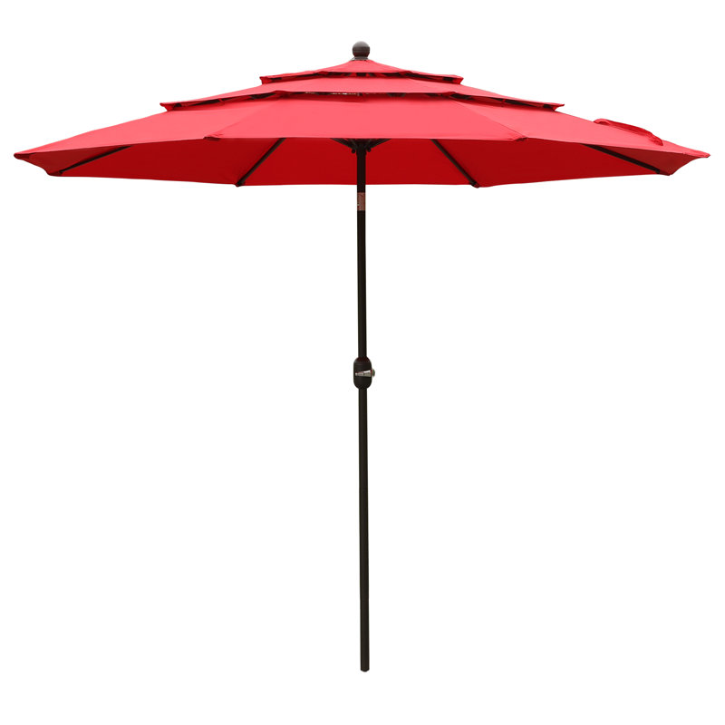 Parasol de patio à 3 niveaux 10 pi Ocilla, Rouge vin