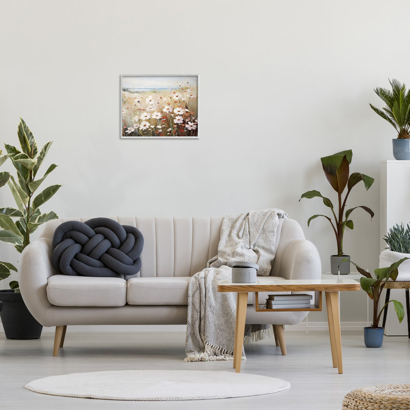 «Windblown Meadow Flowers Single Photo Frame» par Ramona Murdock sur toile, Giclée encadrée blanc bord de mer
