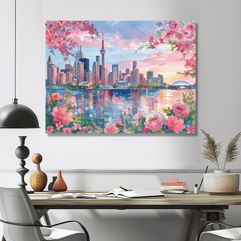 Touchet - City Toronto, impression d'art mural, Toile tendue, H 16 po x l 32 po