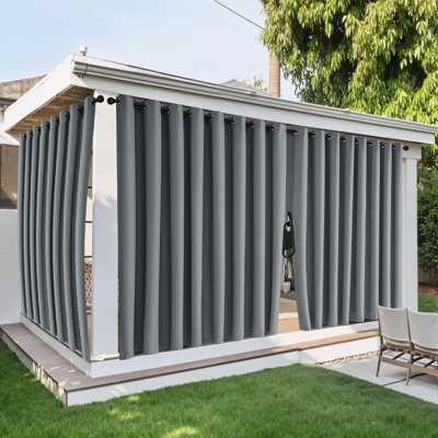Gazebo Curtains for Outdoor Waterproof 2 Panels, W110 x L84 in, Zipper Patio Curtains Top Grommet & Bottom Back Tab with Rope, Windproof & Privacy Sun Blocking Shades for Porch Pergola, Grey