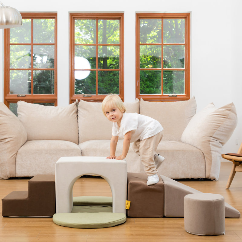 Ensemble de blocs d'escalade en mousse 7 pièces SoftPark pour tout-petits, Gris