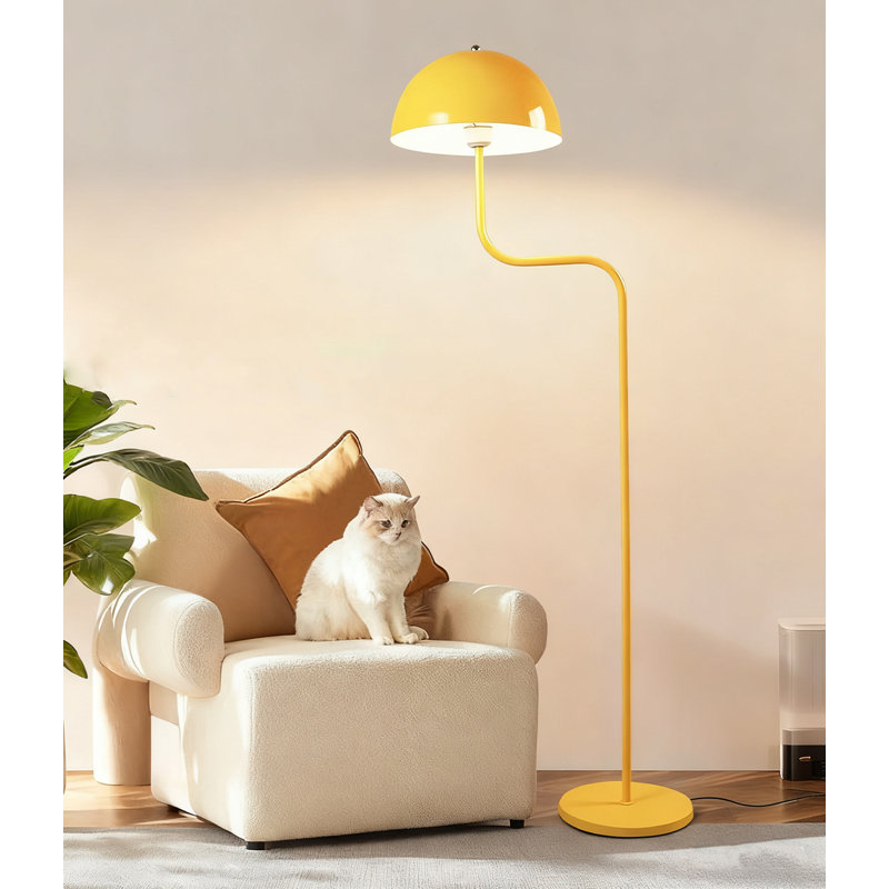 Lampe sur pied en fer moderne et minimaliste, Jaune