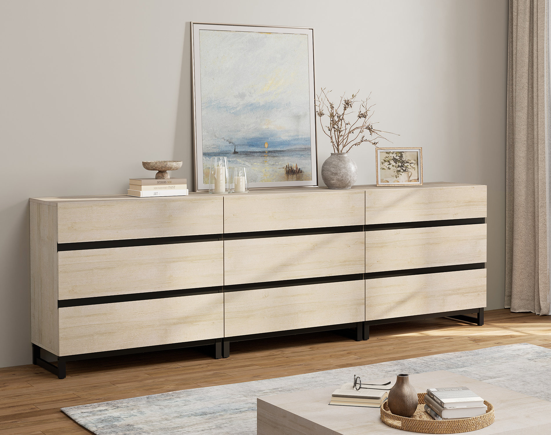 Latitude Run Aadam 9 Drawer 94.5" W Dresser & Reviews | Wayfair Latitude Run Aadam 9 Drawer 94.5" W Dresser & Reviews | Wayfair