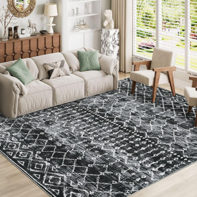 Tapis lavable moderne à motif géométrique Tribal