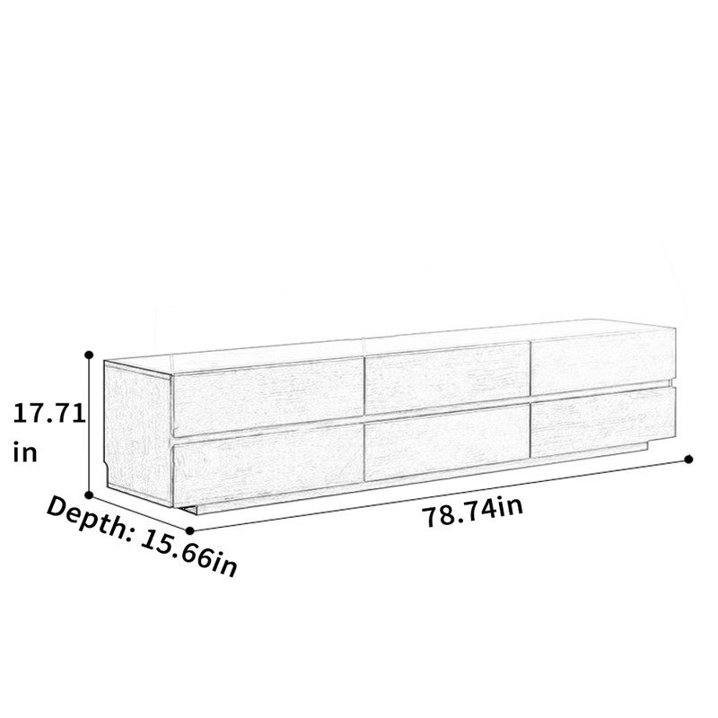 Meuble télé au sol avec grand rangement, L 78,74 po