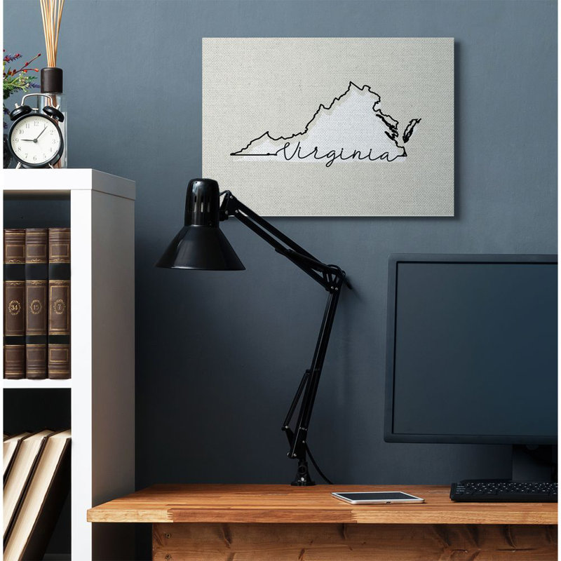 «Virginia Home State Map Neutral Design», impression sur toile, Toile tendue, H 24 po x l 30 po x P 1,5 po