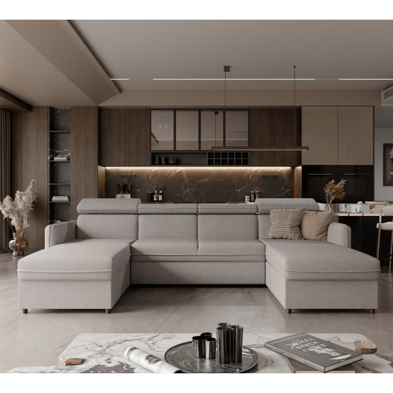 5 Seater Sofa Bed, Light Grey