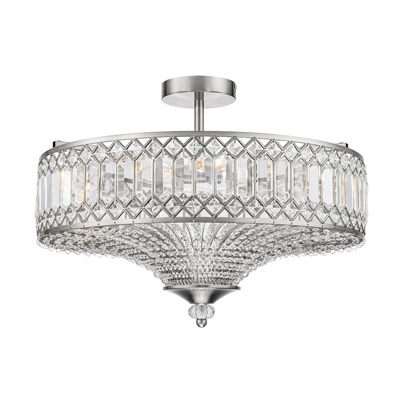 Kessler 6-Light Modern Crystal Semi Flush Mount Ceiling Light, Chrome