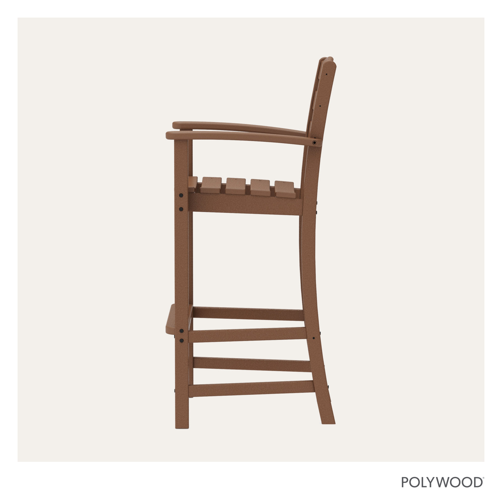 POLYWOOD La Casa Café Bar Arm Chair, Teak, Bar Stool (30.13" Seat Height)