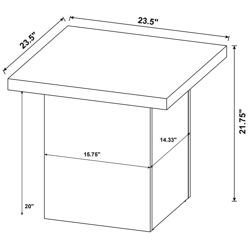 Table de bout carrée en bois d'ingénierie, Marron foncé