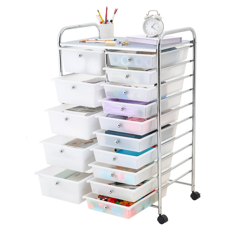 Utility Cart with Wheels, 96.5cm H x 63.5cm W x 39cm D, Chrome