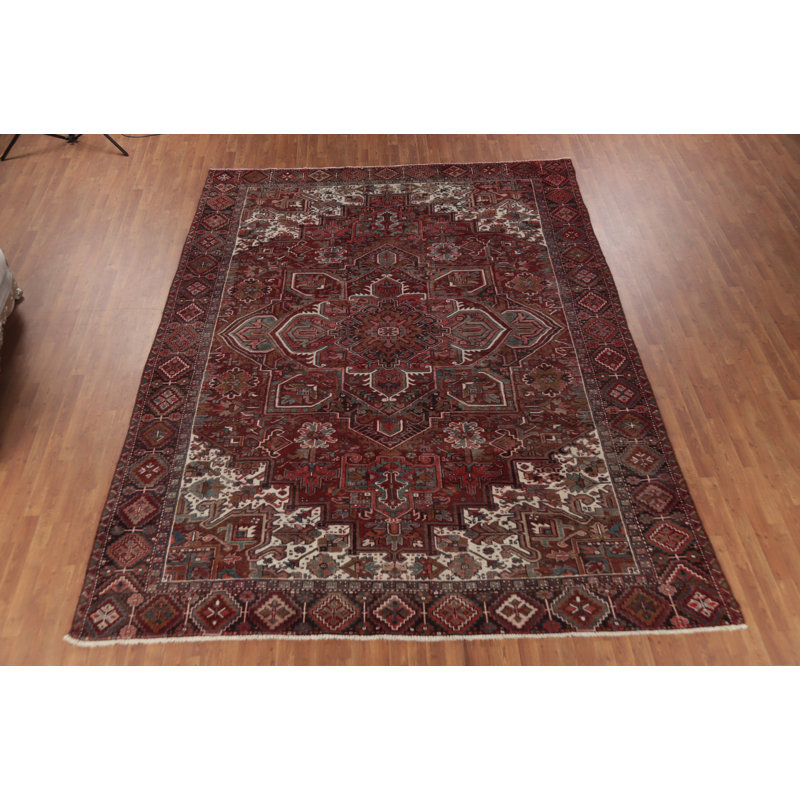 Red Geometric Wool Traditional Area Rug 10x13