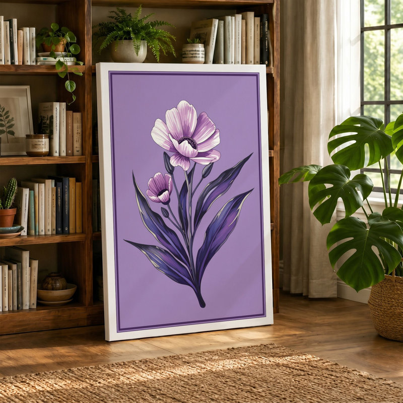 Layered Bloom Botanical - Wrapped Canvas, 30x20 - 76.2 x 50.8 cm, Cream Border